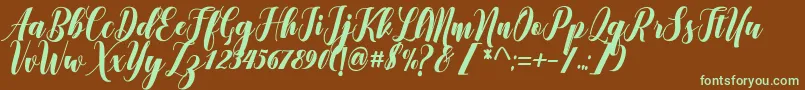 Denmahis-fontti – vihreät fontit ruskealla taustalla
