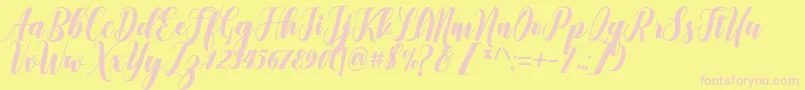 Denmahis Font – Pink Fonts on Yellow Background