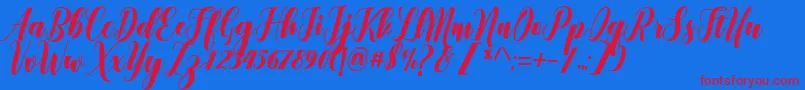 Denmahis Font – Red Fonts on Blue Background