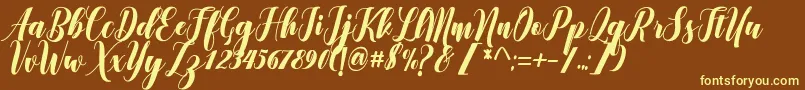 Denmahis Font – Yellow Fonts on Brown Background