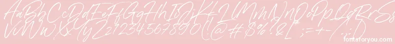 Denmark-Schriftart – Weiße Schriften auf rosa Hintergrund