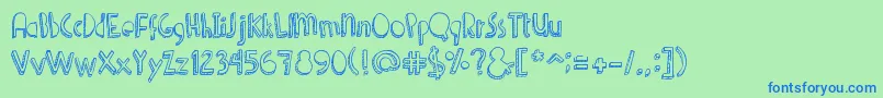 Czcionka Denne Shuffle – niebieskie czcionki na zielonym tle