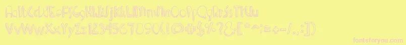 Denne Shuffle-Schriftart – Rosa Schriften auf gelbem Hintergrund