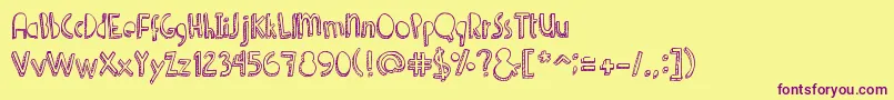 Denne Shuffle Font – Purple Fonts on Yellow Background