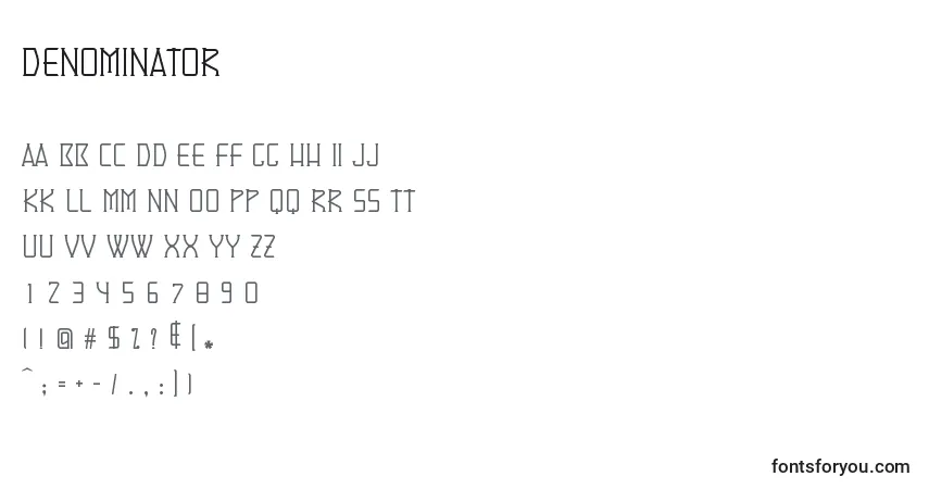 Denominator Font – alphabet, numbers, special characters