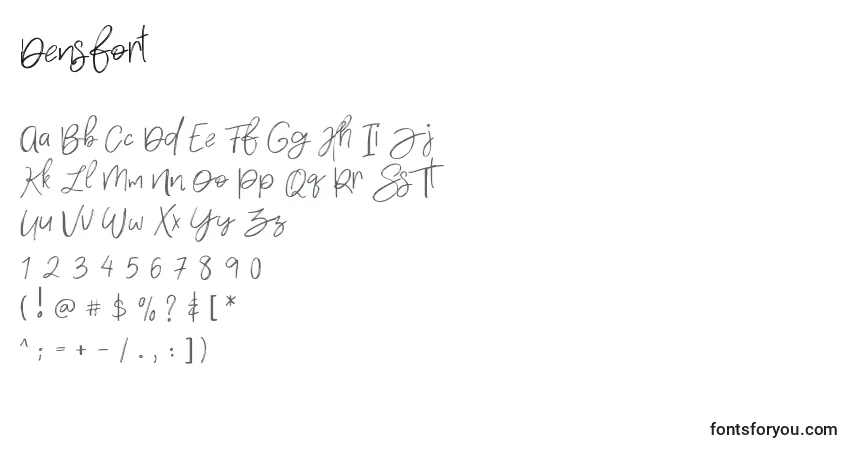 Schriftart Densfort – Alphabet, Zahlen, spezielle Symbole