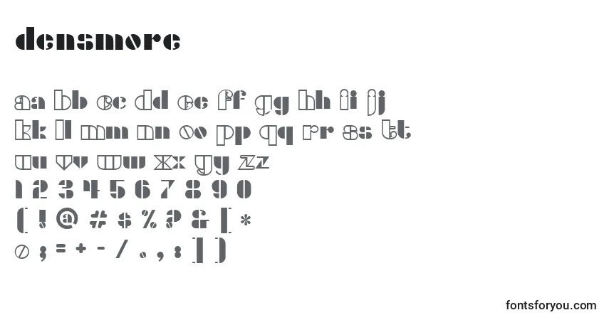 Densmore (124943)-fontti – aakkoset, numerot, erikoismerkit