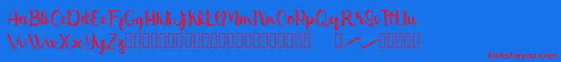 Dentanx Font – Red Fonts on Blue Background