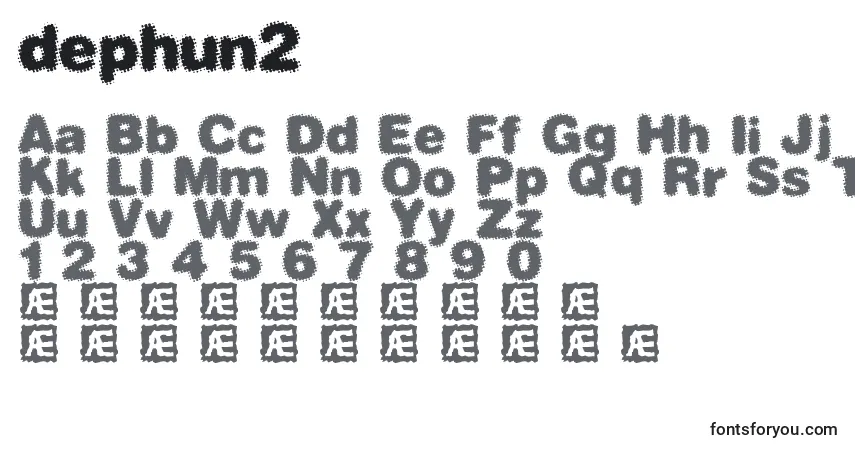 Schriftart Dephun2 (124948) – Alphabet, Zahlen, spezielle Symbole