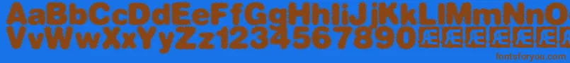 dephun2 Font – Brown Fonts on Blue Background