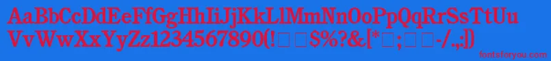 CushingBold Font – Red Fonts on Blue Background