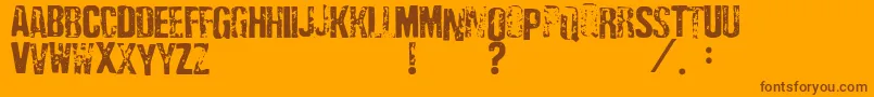 Weitere Informationen zur depress3 -Schriftart depress3 -Schriftart – Braune Schriften auf orangefarbenem Hintergrund