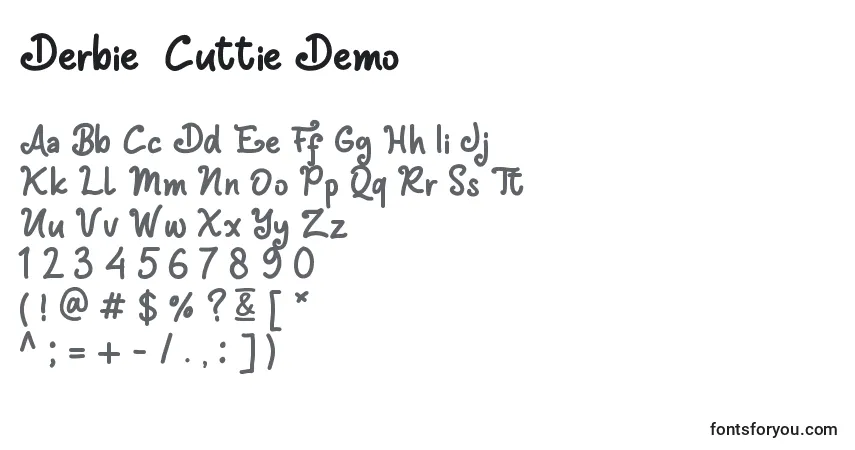 Шрифт Derbie  Cuttie Demo – алфавит, цифры, специальные символы