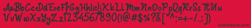 Derbie  Cuttie Demo-Schriftart – Schwarze Schriften auf rotem Hintergrund