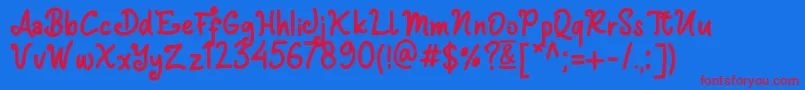 Derbie  Cuttie Demo Font – Red Fonts on Blue Background