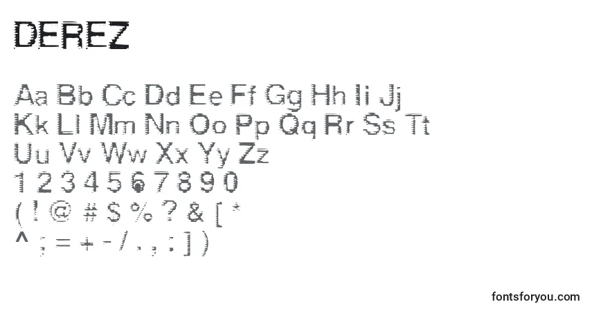 A fonte DEREZ    (124955) – alfabeto, números, caracteres especiais