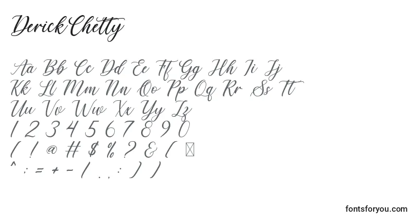 Fuente DerickChetty - alfabeto, números, caracteres especiales