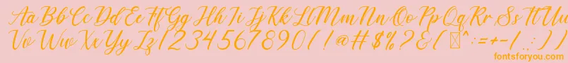 DerickChetty-Schriftart – Orangefarbene Schriften auf rosa Hintergrund