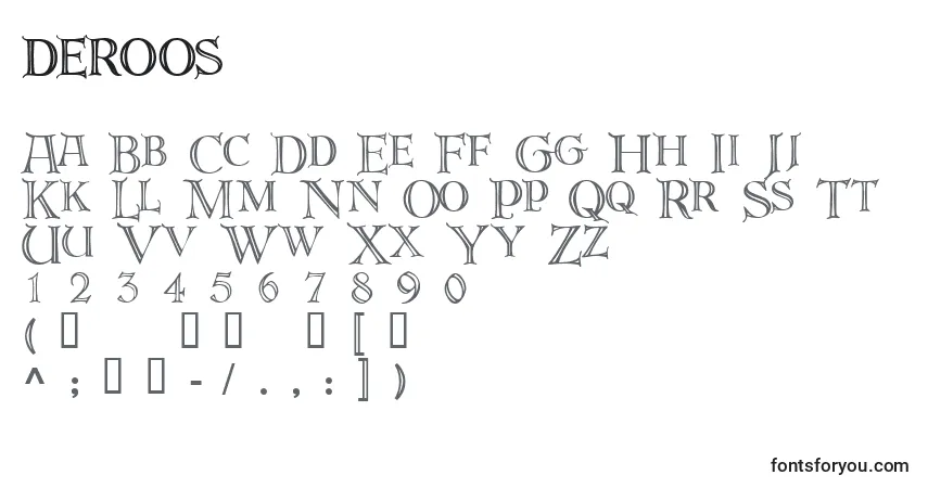 A fonte Deroos   (124957) – alfabeto, números, caracteres especiais