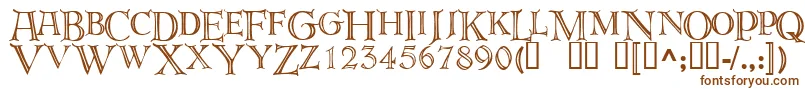 deroos  -Schriftart – Braune Schriften auf weißem Hintergrund