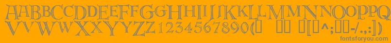 deroos  -Schriftart – Graue Schriften auf orangefarbenem Hintergrund