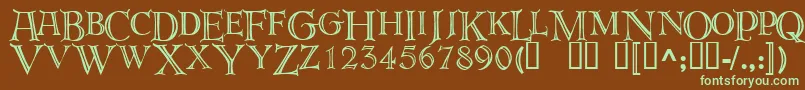 deroos  -fontti – vihreät fontit ruskealla taustalla