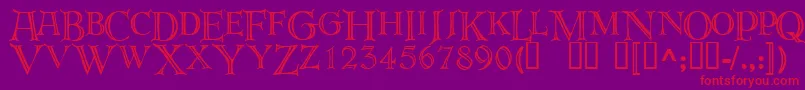 deroos  -Schriftart – Rote Schriften auf violettem Hintergrund