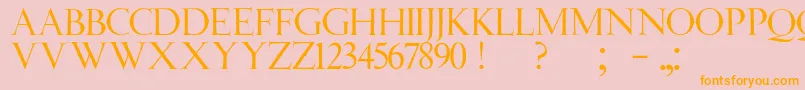 JmhAngelusCap Font – Orange Fonts on Pink Background