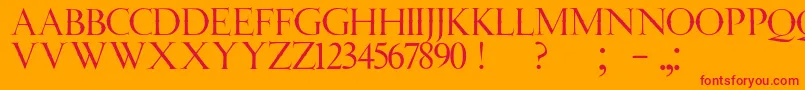 フォントJmhAngelusCap – オレンジの背景に赤い文字