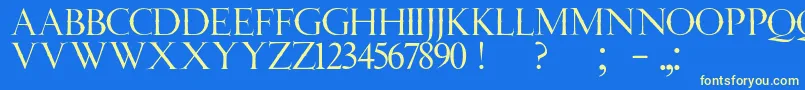 JmhAngelusCap Font – Yellow Fonts on Blue Background