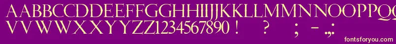 JmhAngelusCap Font – Yellow Fonts on Purple Background