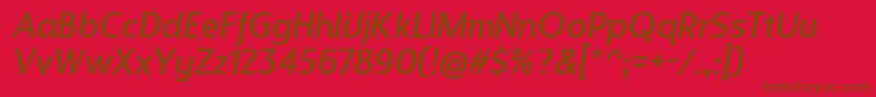 Czcionka Designosaur Italic – brązowe czcionki na czerwonym tle