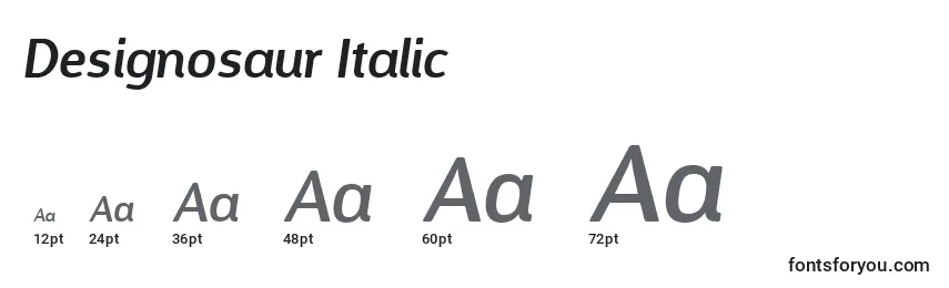 Размеры шрифта Designosaur Italic