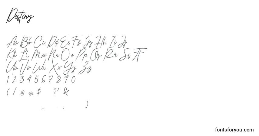Czcionka Destiny (124964) – alfabet, cyfry, specjalne znaki