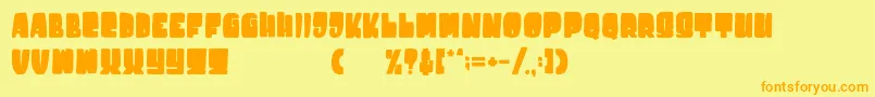 フォントDestone – オレンジの文字が黄色の背景にあります。