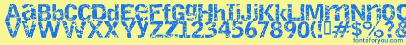 Destroy Font – Blue Fonts on Yellow Background