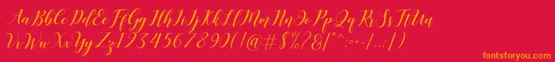 Desyanti-Schriftart – Orangefarbene Schriften auf rotem Hintergrund