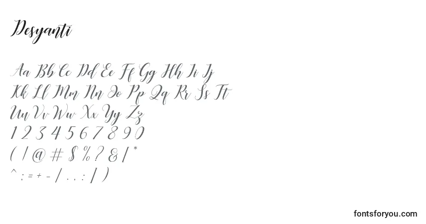A fonte Desyanti (124975) – alfabeto, números, caracteres especiais
