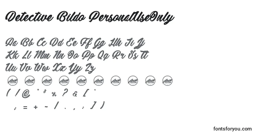 Шрифт Detective Bildo PersonalUseOnly – алфавит, цифры, специальные символы