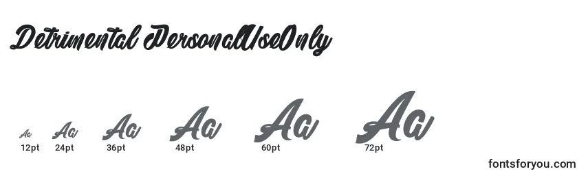 Detrimental PersonalUseOnly Font Sizes