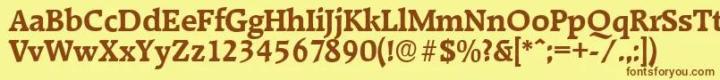 フォントRaleighserialBold – 茶色の文字が黄色の背景にあります。