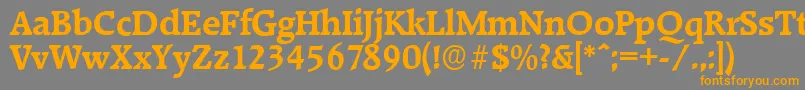 フォントRaleighserialBold – オレンジの文字は灰色の背景にあります。