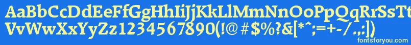 フォントRaleighserialBold – 黄色の文字、青い背景