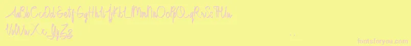 Dettallia Personal Use Only-Schriftart – Rosa Schriften auf gelbem Hintergrund