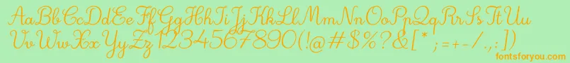 Deuxieme Rang Italic Font – Orange Fonts on Green Background