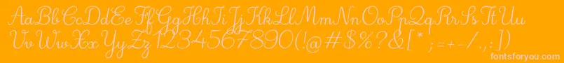 Deuxieme Rang Italic Font – Pink Fonts on Orange Background