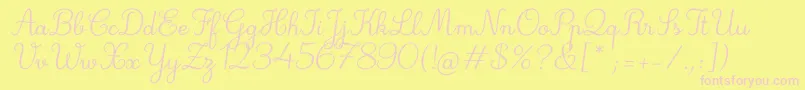 Deuxieme Rang Italic Font – Pink Fonts on Yellow Background