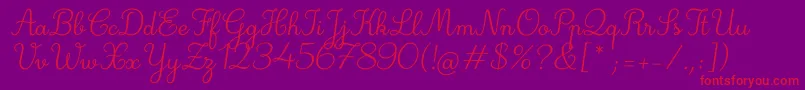 Deuxieme Rang Italic Font – Red Fonts on Purple Background