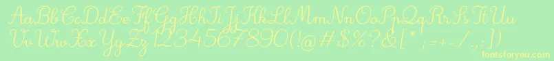 Deuxieme Rang Italic Font – Yellow Fonts on Green Background