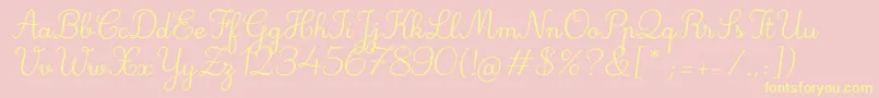 Deuxieme Rang Italic-Schriftart – Gelbe Schriften auf rosa Hintergrund